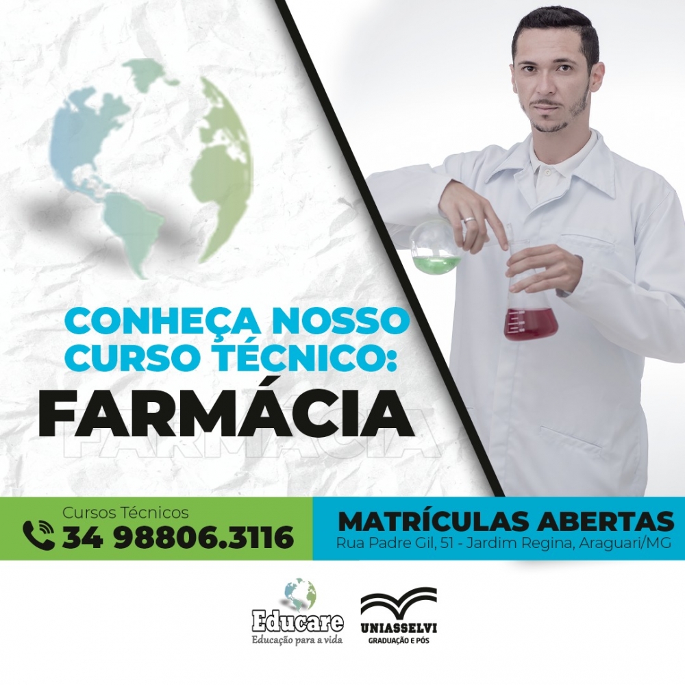 Realize seu sonho profissional trabalhando em estabelecimentos de saúde. Com o Curso Técnico em Farm